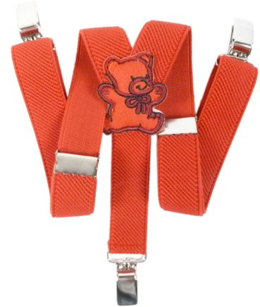 Olata Bretelle per Bambini a Forma di Y, Elastiche, Design con Orsetto (0-2 Anni), 2 cm. Rosso