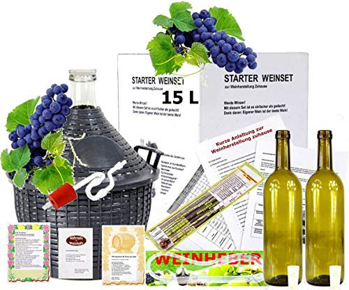 Starterset -Mach Wein selbst komplettes Weinset Wein selbermachen Weinballon (15 Liter)