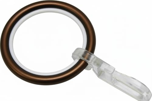 Gardinia Gardinenringe für Gardinenstangen mit 20 mm Durchmesser, Inklusive Gleiteinlage und Faltenlegehaken, 10 Stück, Serie Chicago, Breite 4 mm, Metall, Bronze, 31375