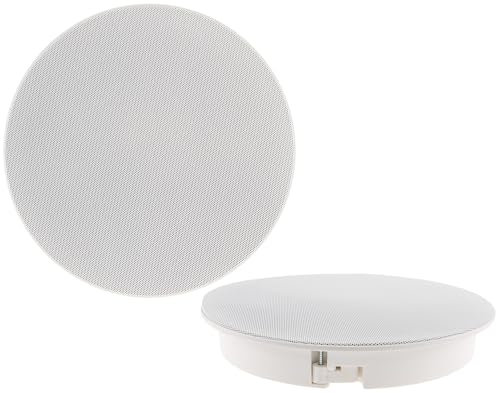 ChiliTec Altoparlante da incasso per soffitto a parete, 2 vie, 120 Watt, rotondo, Ø 255 mm, profondità 34 mm, colore: bianco