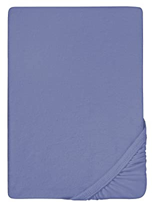 biberna Premium Frottee-Stretch Spannbetttuch 140x200-160x200 cm blau | 80% Baumwolle, 20% Polyester | Spannbettlaken bügelfrei, weich & Rundumgummizug | Oeko-TEX Zertifiziert | Modell 0012344