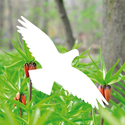 GreenIT 5 Stück 25cm weiß Vogel Aufkleber die Cut Tattoo Warnvögel Fenster Schutz Deko Folie