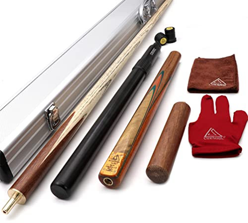 CUESOUL 57 Handcraft 3/4 Jointed Snooker Queues with Mini Butt End Extension Packed in Aluminium Köcher(D304)