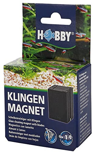 HOBBY Aquaristik Klingenmagnet I Algenmagnet bis 8mm Glasstärke I Aquarienreiniger zur Algenentfernung mit Edelstahlklingen I einfach zu bedienen und ohne Kratzgefahr I Scheibenreiniger für Aquarien