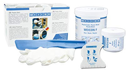 Weicon 10150005 F Epoxidharz 500 g 2 Komponenten Kleber Plastik-Stahl Metallkleber grau, aluminium