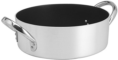 Casseroles Agnelli Platinum Marmite Faitout Bas, Aluminium, avec 2 Poignées en Acier INOX, Argent, 40 litres