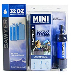 Sawyer MINI Original Wasserfilter SPARSET mit 3 x 1 Liter oder 2 x 2 Liter Trinkbeutel (SP128 Mini Blue + 3x1L Trinkbeutel SP113)