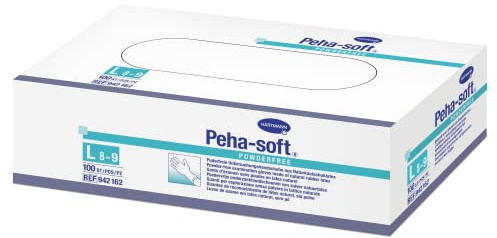 Molicare Peha-Soft, Guantes de Látex Talla M, Elásticos, Resistentes a Fisuras y Desechables, Sin Polvo, Adecuados para Actividades Sanitarias, Sin Color, 10 Unidades