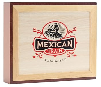 Front Porch Classics | Mexican Train Domino Set in Wooden Collector Box from Front Porch Classics for 2 to 8 Players Ages 8 and Up
