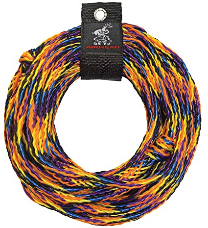 Airhead 1 - 2 Person Tow Rope for Towable Tubes, 60 ft Heavy Duty Boat Towline for Tubing, UV Resistant 16 Strand Polypropylene with Rope Keeper, 2,375 lb Break Strength