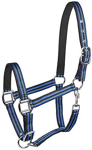 PFIFF 101517 Kunststoffhalfter, Weidehalfter Stallhalfter, Schwarz-Türkis-Blau, Pony