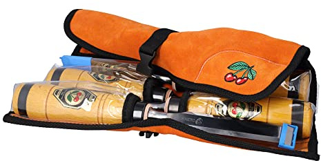 KIRSCHEN Werkzeuge 1958000 | 4-teiliger Zimmermannsbeitelsatz in Velourslederrolltasche