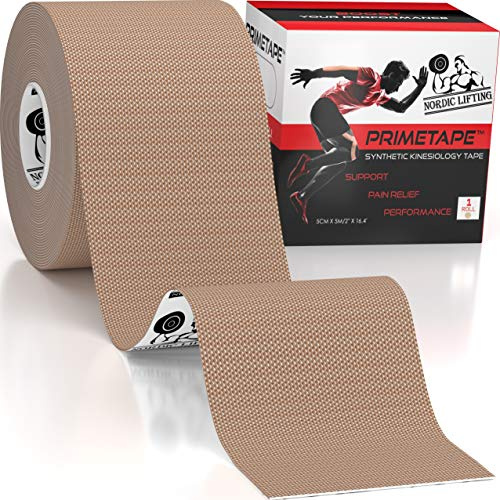 Nordic Lifting Kinesiologie Tape - Profisport & Athletisches Taping für Knie, Schienbeinschmerzen, Schulter und Muskel - 2 X 16.4' Ungeschnittene Rolle (Beige)
