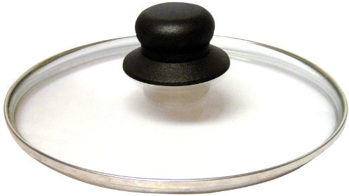 BAUMALU - Couvercle en Verre - Cerclé Acier Inoxydable - Trou Vapeur, Bouton Bakélite - Pour Casseroles, Marmites, Poêles - Réduit les Projections - Ø18 cm, Cuivré