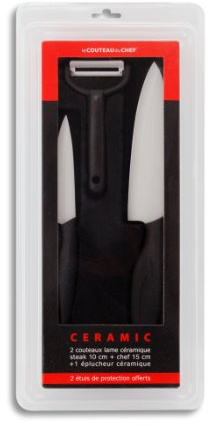 Le Couteau du Chef, Tarrerias Bonjean 441770 Set de 3 Couteaux Lames Céramiques Manche Ergonomique Soft Touch