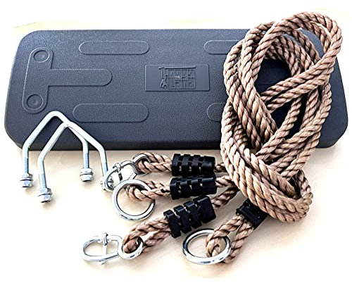 Loggyland Schaukelsitz aus Gummi 2m mit Seil Farbe: grau, Gummischaukel mit Metallplatte, höhenverstellbar, Kinderschaukel