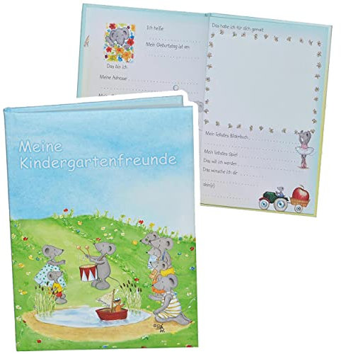 Meine Kindergarten Freunde Buch - Mäuse Tiere für Mädchen/Jungen - dick gebunden für Kindergartenfreunde Poesie A5 Hardcover - Freundebuch Poesiealbum Kinde
