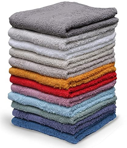 Living Fashions Washcloths, 12 Pack, 100% Extra Soft Ring Spun Cotton Wash Cloth, Size 13 X 13, Soft and Absorbent, Machine Washable, Vibrant Assorted Colors