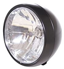 HIGHSIDER Motorrad-Scheinwerfer, 6 1/2 Zoll Bodenmontage, Metallgehäuse, schwarz satiniert, klares Glas reflektierend
