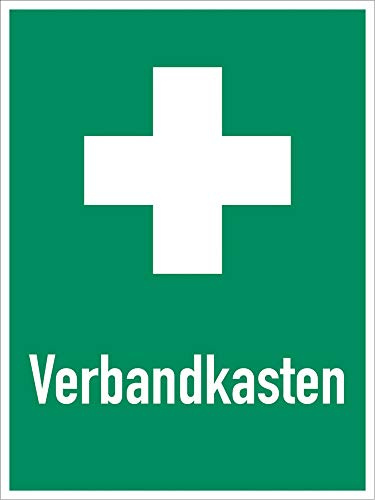 Schild Erste Hilfe Verbandkasten Symbol gem. ASR A1.3 / DIN 7010, PVC 40x30cm (Unfall, Rettungszeichen) praxisbewährt, wetterfest