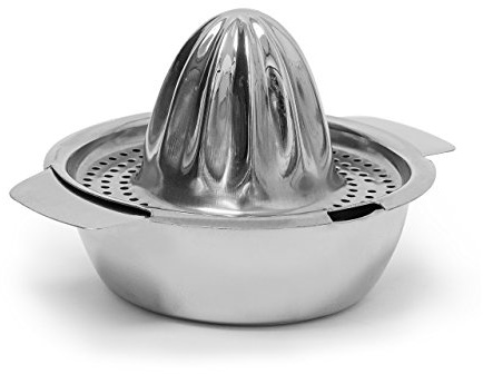 Relaxdays presse-agrumes avec bol à jus acier inox 12 x 16 x 11 cm, chrome argenté
