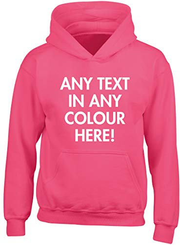 Hippowarehouse Personalised Kids Children's Unisex Hoodie Hooded top Fuchsia Pink