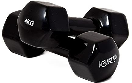 Kawanyo Vinyl Hanteln – in verschiedenen Gewichten - Krafttraining Workout Gewichte Kurzhantel (2 x 4.0 kg)