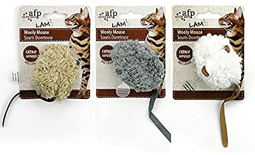 AFP Lambswool - Wooly Mouse | Mit Katzenminze angereichert, fördert das Spielen, lebendiges Aussehen, für Katzen