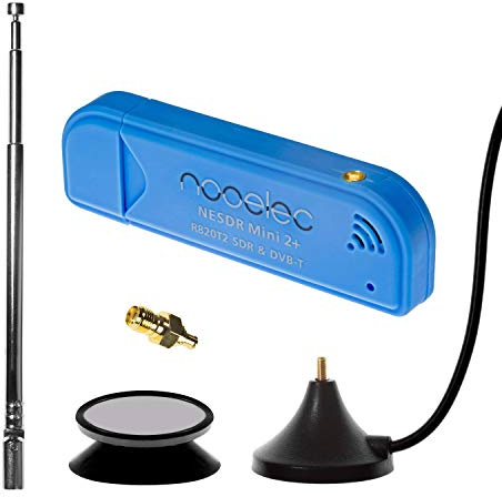 NESDR Mini 2+ 0,5PPM TCXO RTL-SDR- und ADS-B-USB-Empfängerset mit Antenne, Saughalterung und Weiblichem SMA-Adapter. RTL2832U & R820T2 Tuner. Kostengünstiges Software Defined Radio