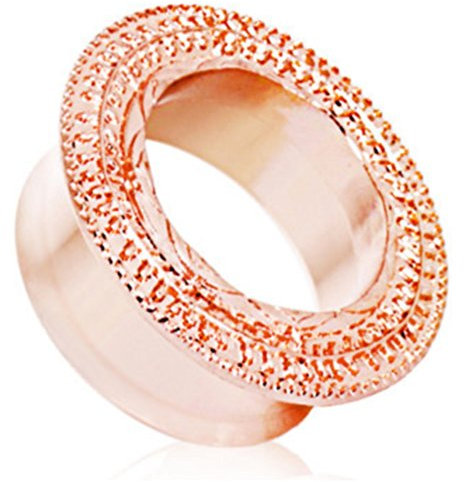 eeddoo Flesh Tunnel Verziert Rosegold Edelstahl 10 mm