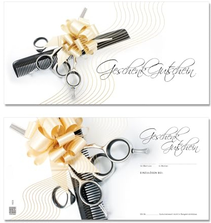 GESCHENKGUTSCHEINcom by POS-HAUER. 10 Gutscheine, blanko zum selber Ausfüllen. Für Friseure Friseursalons Haarstudios.