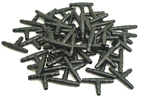 Micro (50 Stück Pcs) Tropfbewässerung System Tropfer Tee Rohr Barb Schlauch Schlauch Bewässerung Garten geeignet für 4 mm/7 mm (Innen/Außendurchmesser) Rohr