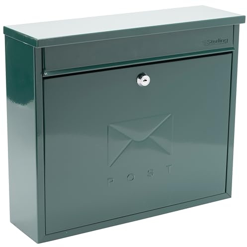Burg-Wachter MB02G Green Elegance Wall Mounted Galvanised Steel Lockable Weatherproof Post Box - 36x31x10cm