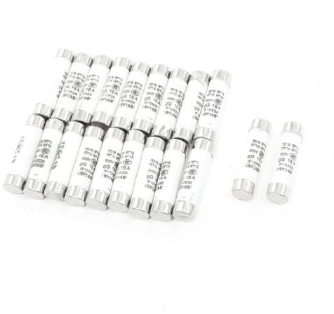 sourcing map 20uds 500V 16A Cilíndrico Cerámico Tubo Fusibles Enlace R015
