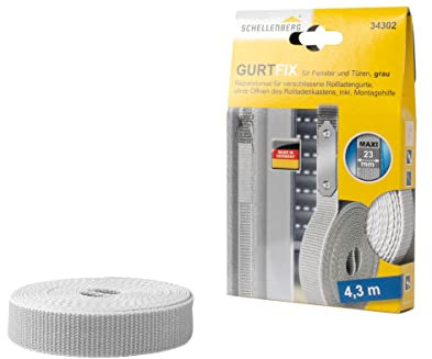 Schellenberg 34302 Rolladengurt Reparaturset Gurtfix MAXI 23 mm x 4,3 m, Gurtband reparieren, grau