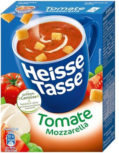 Erasco Heisse Tasse Tomaten-Mozzarella, 12er Pack (12 x 450 ml Beutel)