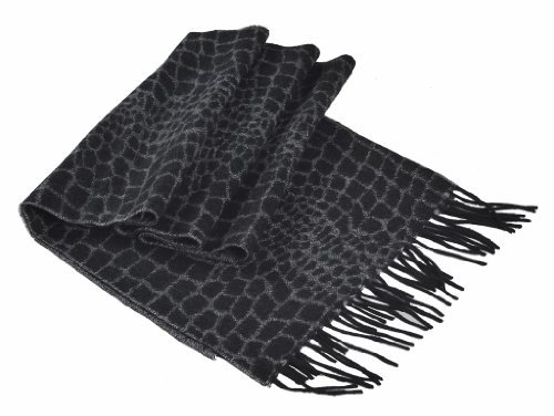 Nella-Mode Eleganter gewebter Herrenschal aus 100% Wolle, modern gemusterter langer Wollschal in grau/schwarz, ca. 180x30cm (plus Fransen); Der ideale Schal für die kühlere Jahreszeit!
