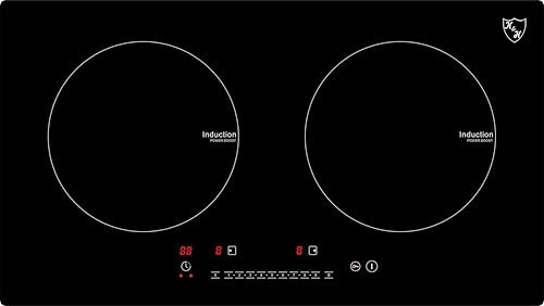 K&H Induktionskochfeld HIN-3420-6 [2 ZONEN] - 2er Induktionskochplatte - Induktionsherdplatte Doppelt - Kochfeld Induktion mit Stecker - Autark zum Einbau - 3400 Watt - 17 Leistungsstufen (60cm)