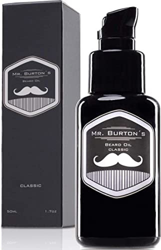 Bartöl Herren - Mr. Burton´s Beard Oil classic mit 15% Arganöl - Made in Germany 50ml fördert gesundes Bart Wachstum - Bartpflege für Männer