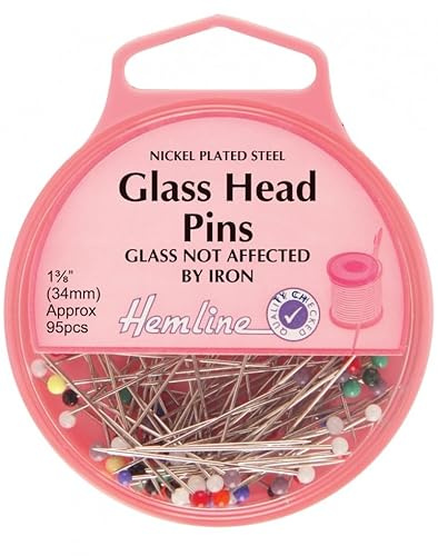Hemline Stecknadeln, mit Glaskopf, 34 mm