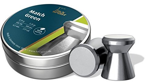 H&N Match Green Wadcutter Lead-Free Airgun Pellets .177 Caliber / 5.25 Grains (500 Count), Model:PY-P-1108