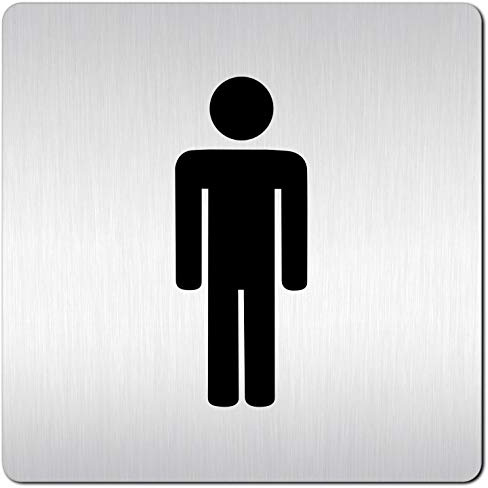 Türschilder24 XXL Schild - Toilettenschild (B) • 125 x 125 mm • Herren WC Piktogramm • 1,5 mm Aluminium Vollmaterial • 100% Made in Germany