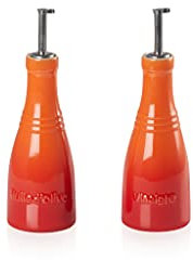 Le Creuset Öl- und Essig Set aus Steinzeug, Je 0,24 Liter, Ofenrot, 91001700090000