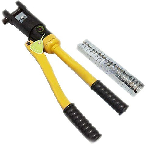 KATSU Crimpadora Hidráulica Herramienta 12T con 8 Matrices de Acero 10-120 mm², kit de Herramientas de Cable Eléctrico Hidráulico de Alta Presión Manual para Terminales de Cobre Aluminio 416372
