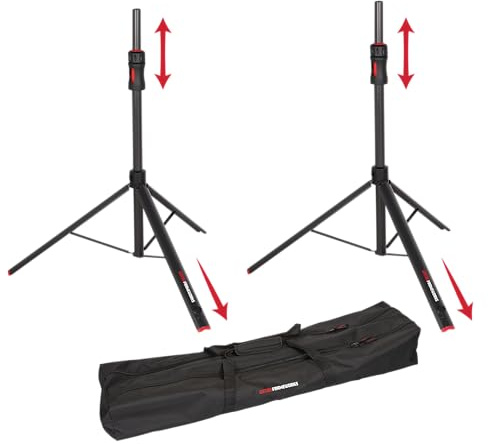 Gator Frameworks ID Series Lautsprecherständer-Set mit gepolsterter Nylon-Tragetasche; Satz mit 2 Ständern (GFW-ID-SPKRSET), Schwarz