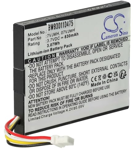 vhbw Akku Ersatz für Dell 70K80 | 07VJMH, T40JJ, 7VJMH, 070K80 für Barcodescanner POS (830 mAh, 3,7 V, Li-Ion)
