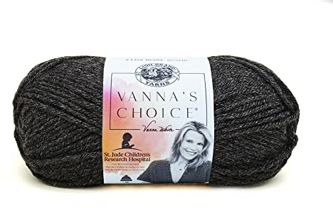(1 Skein) Lion Brand Yarn Vanna's Choice Yarn, Dark Grey Heather