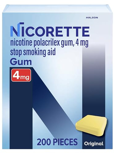 Nicorette Nicotine Gum Stop Smoking Aid, 4 mg, Original Flavor - 200 Count