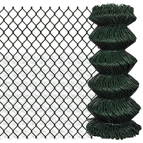 vidaXL Chain Link Fence Panel 0.8x15m - Green PVC Coated Steel for Garden, Patio Fencing & Barrier - Weatherproof, UV Wire Mesh