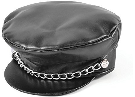 Stylish Black Leather Punk Cap (1 Pc.) - Perfect Accessory for Music Festivals, Themed Events, Parties, & More Halloween Halloween